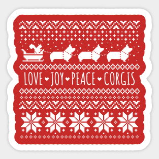 Love Joy Peace Corgis Festive Christmas Holiday Sticker